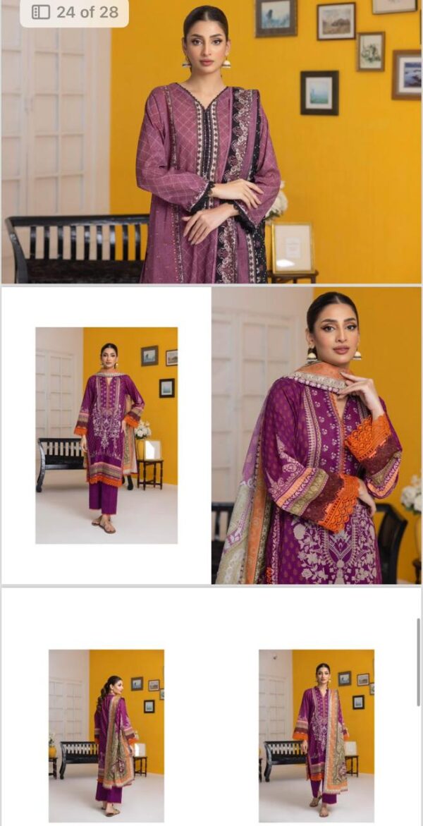 Regalia Salina Digital Printed Lawn Volume 25 (2024) Collection. 3 Piece Suits Unstitched. - Image 4