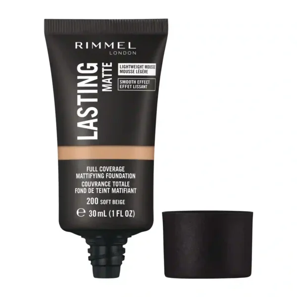 Rimmel London Lasting Matte FND 200 Soft Beige  Foundation - Image 2