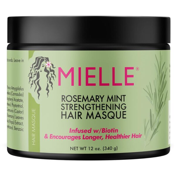 Mielle Organics Rosemary Mint Strengthening Hair Masque, Essential Oil & Biotin Deep Treatment, Miracle Repair for Dry, Damaged, & Frizzy Hair, 12 Ounces - Image 3