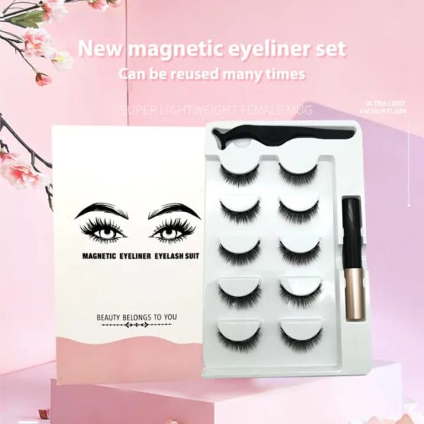 Silk Road Traders Full Strip Magnetic Eyeliner Eyelashes Set - 5 Pair Eyelashes - Image 11