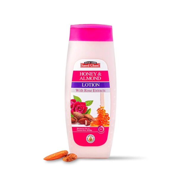 Saeed Ghani Honey & Almonds Nourishing Body Lotion With Rose Extracts 100 ML & 200 ML. - Image 2