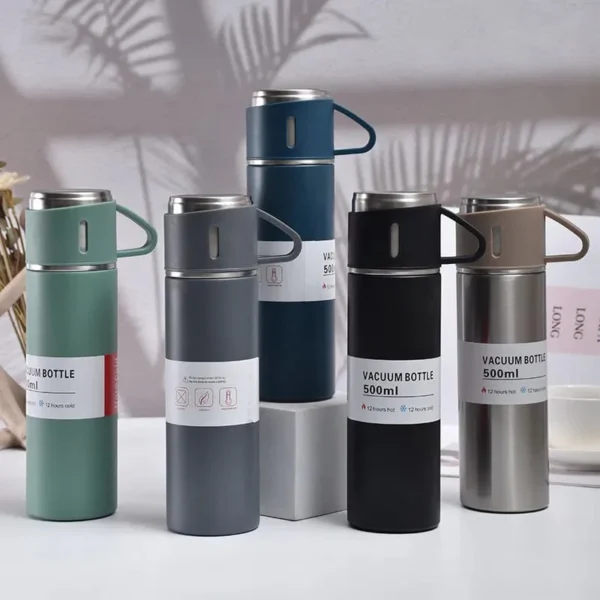 New 3 Pieces Stainless Steel vacuum flask travel mug set Sport Water Bottle Gift box Set Large Capacity Travel Double Wall Vacuum Bottle: - Image 13