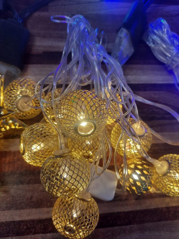 Unique LED Globe String Lights, Moroccan Ball String Lights, 20 Golden Metal Balls, Battery Operated, Decor for Home, Bedroom, Party, Wedding, Christmas Tree (Warm White) - Image 3