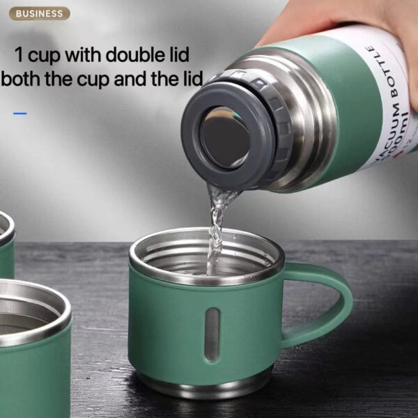 New 3 Pieces Stainless Steel vacuum flask travel mug set Sport Water Bottle Gift box Set Large Capacity Travel Double Wall Vacuum Bottle: - Image 5