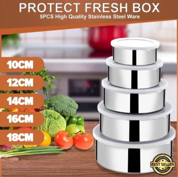 Protect Fresh Box Canisters 5 Pieces High Quality Stainless Steel Ware Set Stainless steel protect fresh box (5 pieces)