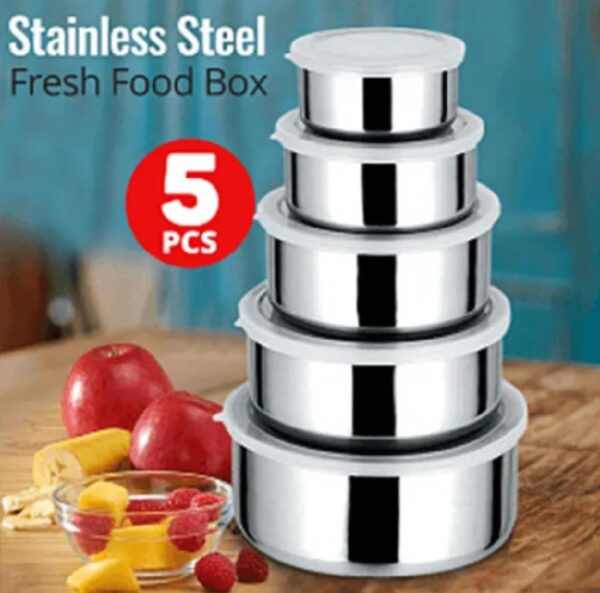 Protect Fresh Box Canisters 5 Pieces High Quality Stainless Steel Ware Set Stainless steel protect fresh box (5 pieces) - Image 4