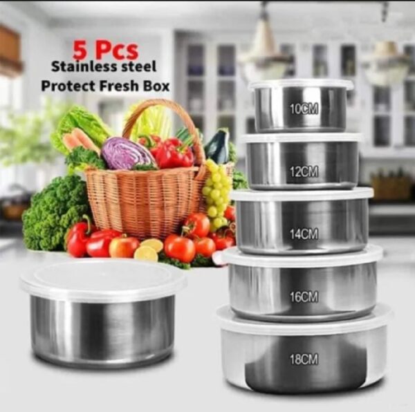 Protect Fresh Box Canisters 5 Pieces High Quality Stainless Steel Ware Set Stainless steel protect fresh box (5 pieces) - Image 5