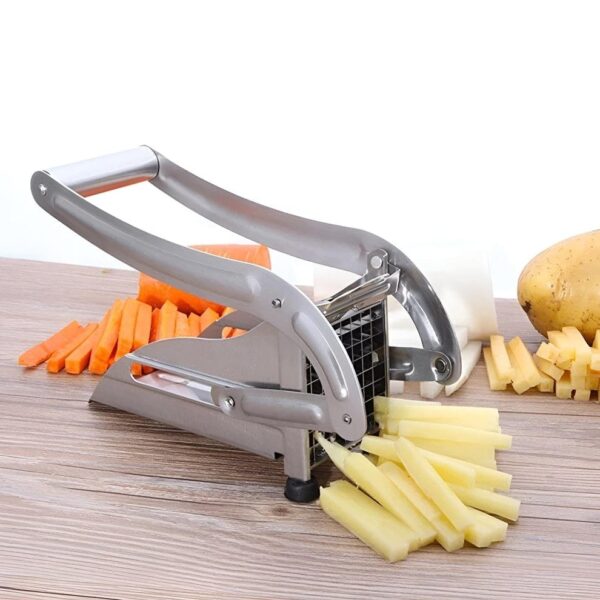 Stainless Steel Potato Chips Cutter Potato Chipper Onion Chipper Chips Making Machine for French Fries Potato Cutter Slicer Vegetables Cucumber Carrot Onion- Silver - Image 3