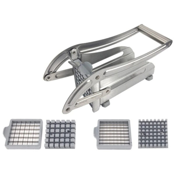 Stainless Steel Potato Chips Cutter Potato Chipper Onion Chipper Chips Making Machine for French Fries Potato Cutter Slicer Vegetables Cucumber Carrot Onion- Silver - Image 4