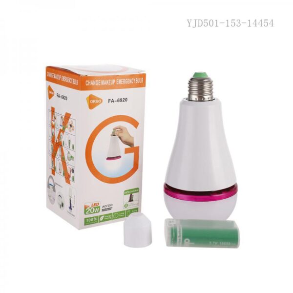 OKGO FA6915 CHANGE MAKEUP EMERGENCY BULB Rechargeable Emergency LED Light Bulb 20W
