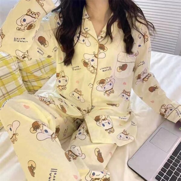 WANHONGYUE Kawaii Cartoon Pajamas for Women Girls Long Sleeve Shirt with Pj Pants Sleepwear Home Wear 2 Piece Pajama Sets  2023 New Sanrio Kawaii Spring And Autumn Long-Sleeved Pajamas Women Cotton Comfortable Pom Pom Purin Cartoon Home Clothes Suit