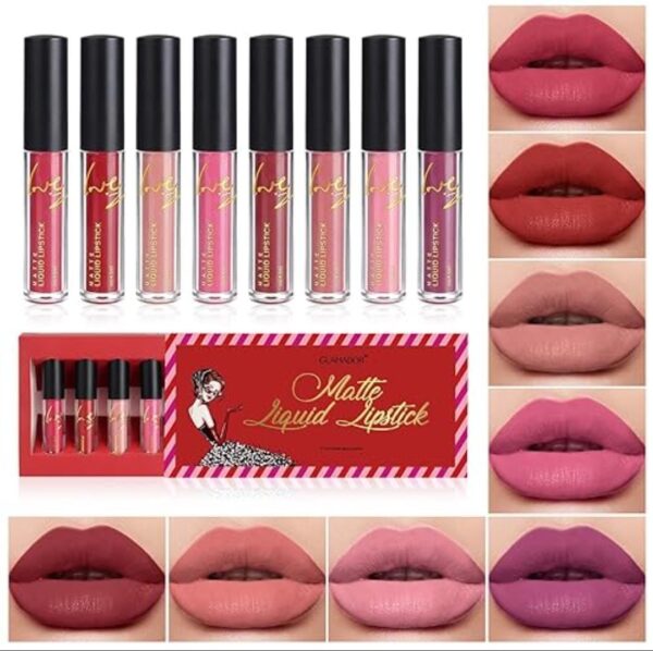GALAMDOR 8 Color Lip Gloss Matte Liquid Lipstick Kit Long Lasting Water Resistant Non-stick Gift for Woman - Image 3