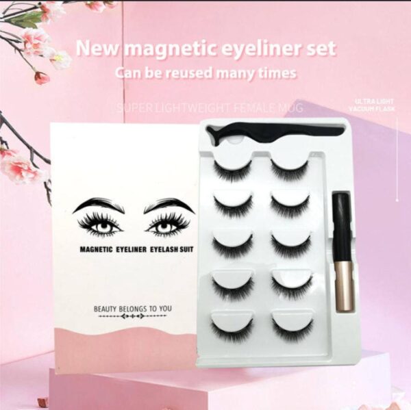 Silk Road Traders Full Strip Magnetic Eyeliner Eyelashes Set - 5 Pair Eyelashes