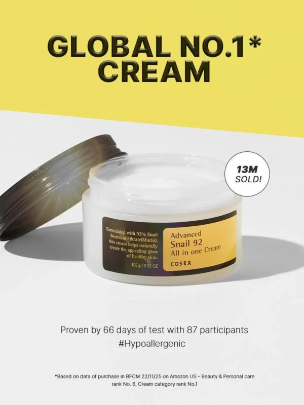 COSRX Advanced Snail 92 All in one Cream 100GM/3.52 OZ(TUBE /JAR) - Image 4