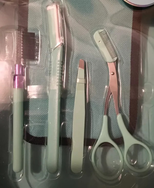 Eyebrow Grooming Care Kit Scissors Tweezers Brush Hair Removal Tool Set - Image 2