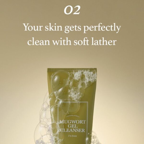 I'm from Mugwort Gel Cleanser 150ml, Mugwort 60%, Calming, Soothing, Mild low pH Korean Face Wash for Sensitive Skin, Irritated Skin, Herbal, Hypoallergenic, Vegan - Image 5