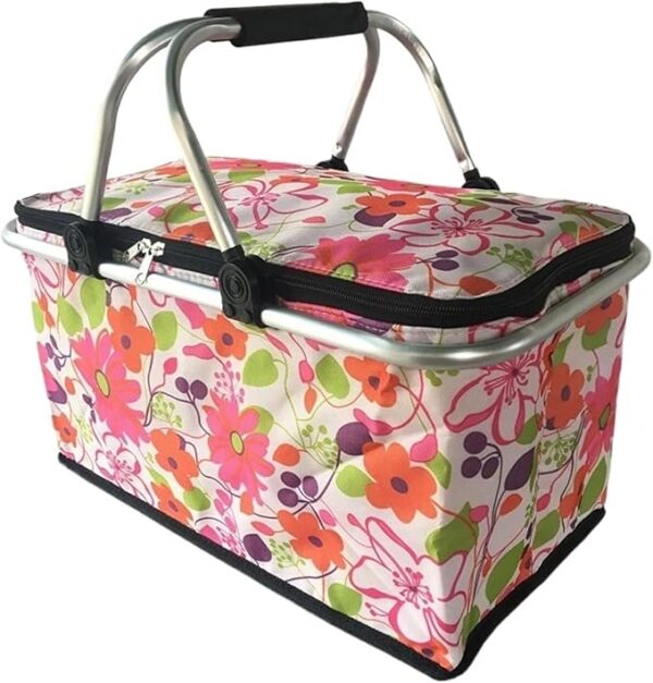 Portable Folding Basket Aluminum Frame Basket Storage Basket Large Capacity : - Image 4