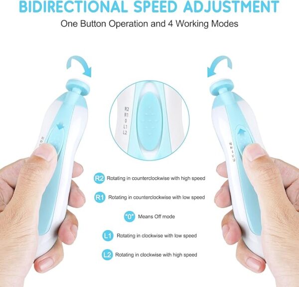 Electric Nail File Drill for Baby No Sharp Claws Hurt, 6 in 1 Safety Cutter Trimmer Clipper for Toes and Fingers. - Image 6