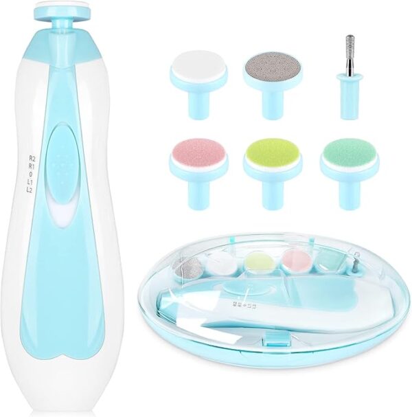 Electric Nail File Drill for Baby No Sharp Claws Hurt, 6 in 1 Safety Cutter Trimmer Clipper for Toes and Fingers.
