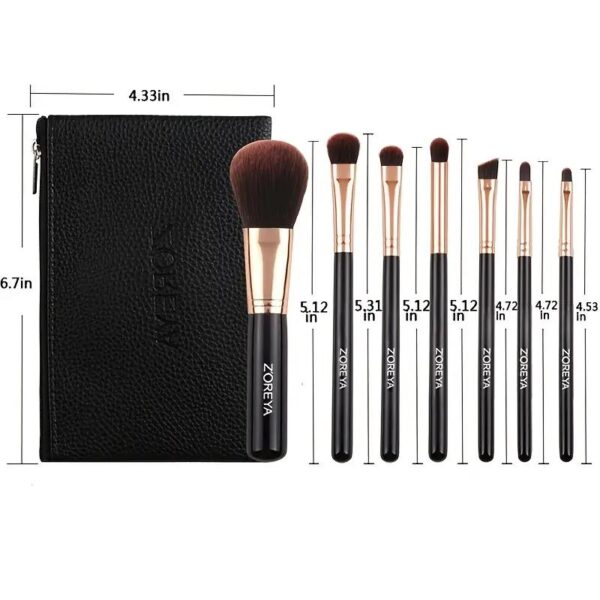 ZOREYA Makeup Brushes Set,7 pcs Luxury and Fashion Makeup Brushes,Professional Premium Synthetic Foundation Powder Concealers Eye Shadows Makeup brushes Set with Perfect Vegan Leather Bag… - Image 2