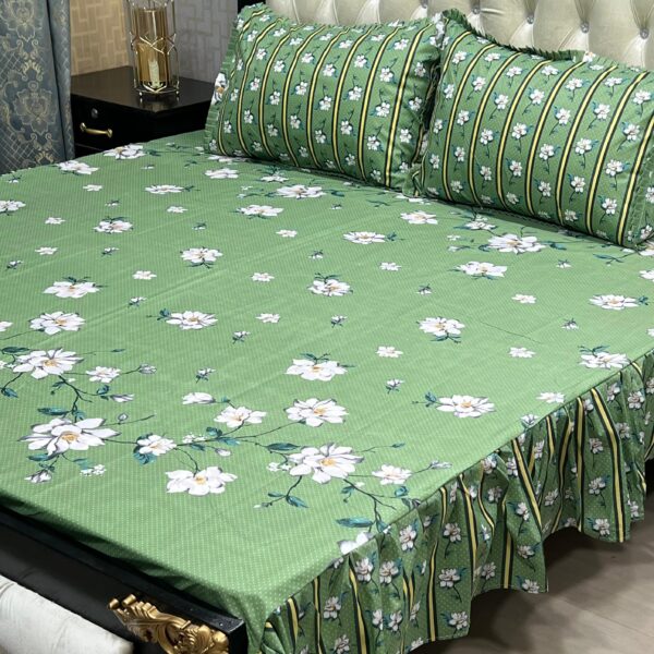 3 pc stitched 2 sided frill bedsheets - Image 2