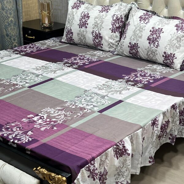 3 pc stitched 2 sided frill bedsheets - Image 3