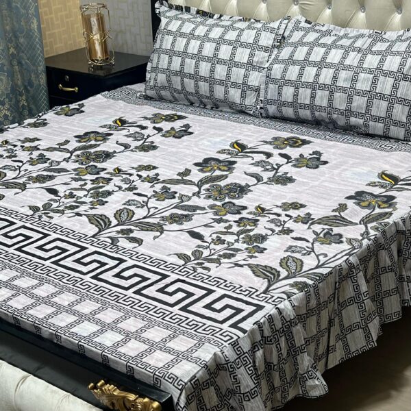 3 pc stitched 2 sided frill bedsheets - Image 5