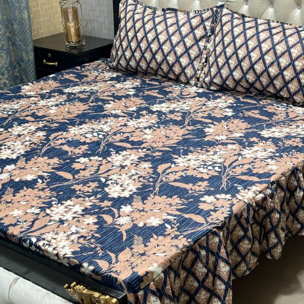 3 pc stitched 2 sided frill bedsheets - Image 12