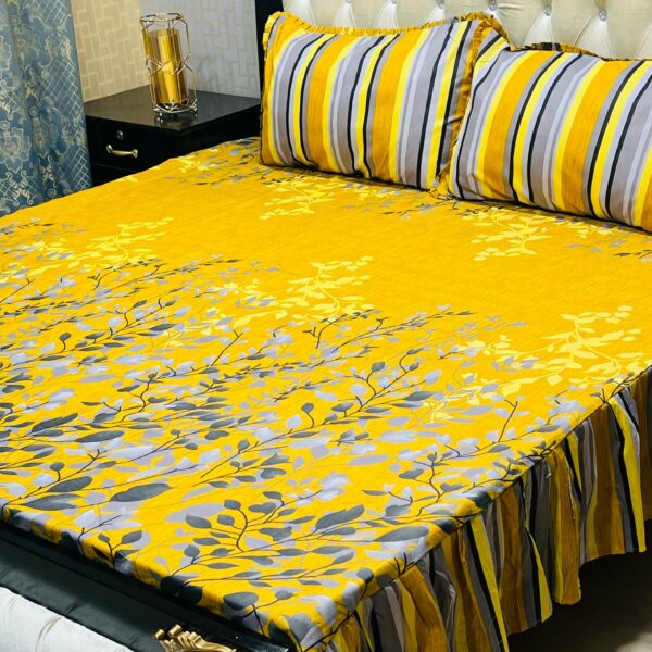 3 pc stitched 2 sided frill bedsheets - Image 14