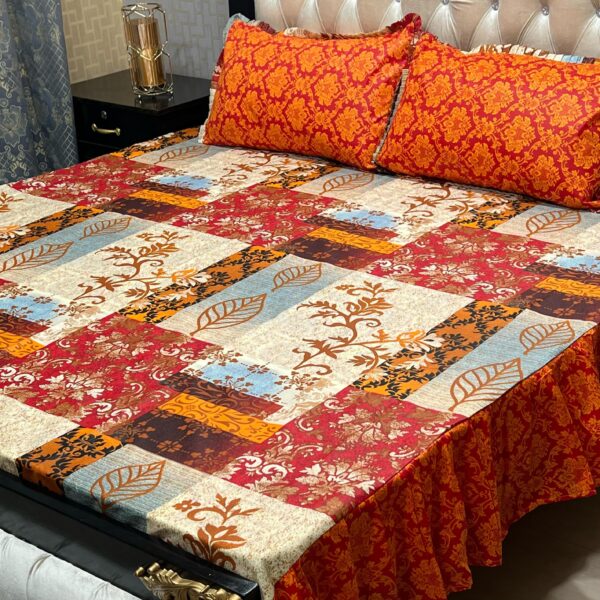 3 pc stitched 2 sided frill bedsheets - Image 17
