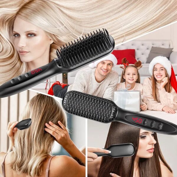 Professional Hair Straightening Brush, 120~230°C Suitable for All Hair Types, Ionic Straightening Brush, Anti-scald Design, Quick and Easy Smoothing. - Image 6
