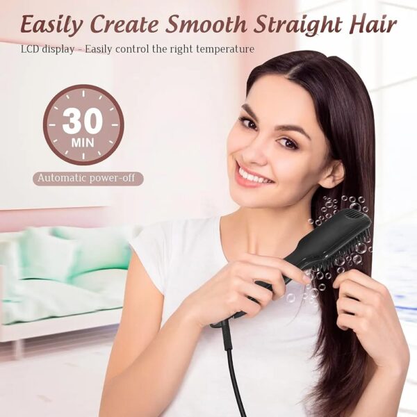Professional Hair Straightening Brush, 120~230°C Suitable for All Hair Types, Ionic Straightening Brush, Anti-scald Design, Quick and Easy Smoothing. - Image 5