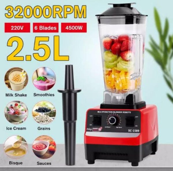 Silver Crest Multi Blender: 4500W, 2.5L jar, 15-speed timer for smoothies, ice crushing, and food processing.