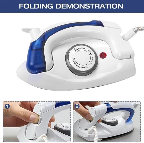 Mini Travel Iron, Portable Handheld Steam Iron for Clothes, Temperature Control, Steam Ironing and Dry Ironing, Fast Heating, Detachable Water Tank, 700W (Blue)