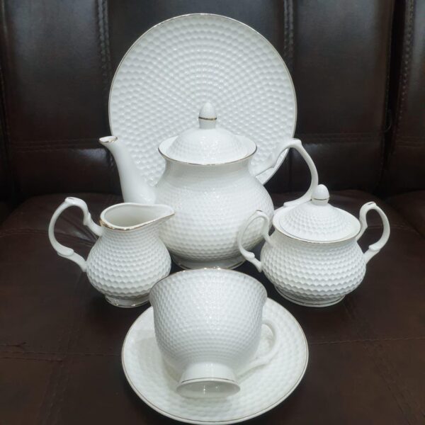 24 Pieces White Porcelain Tea Set Ceramic Coffee Cups Set Teapot With Sugar Bowl And Milk Jug Wedding Tea Service For Adults, - Image 4