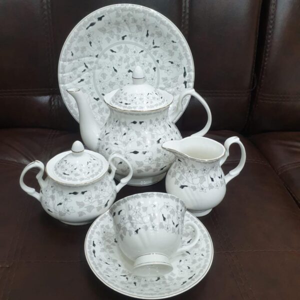 24 Pieces White Porcelain Tea Set Ceramic Coffee Cups Set Teapot With Sugar Bowl And Milk Jug Wedding Tea Service For Adults, - Image 2