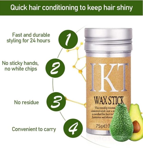 Hair Wax Stick Strong and Long-Lasting Hold Non-greasy Styling Wax for Flyaways Edge Frizz Hair Suitable for Unisex-75g, botanical ingredients, Softens the style, adds shine Hair Wax Stick. - Image 4