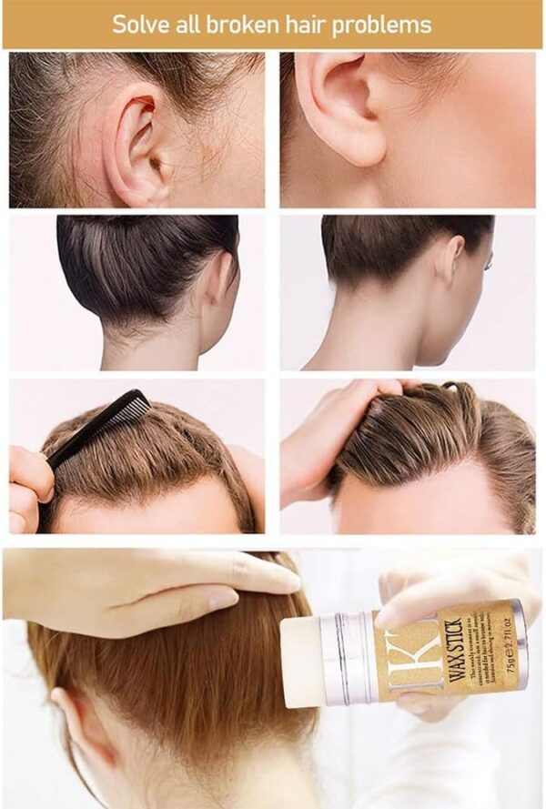 Hair Wax Stick Strong and Long-Lasting Hold Non-greasy Styling Wax for Flyaways Edge Frizz Hair Suitable for Unisex-75g, botanical ingredients, Softens the style, adds shine Hair Wax Stick. - Image 2