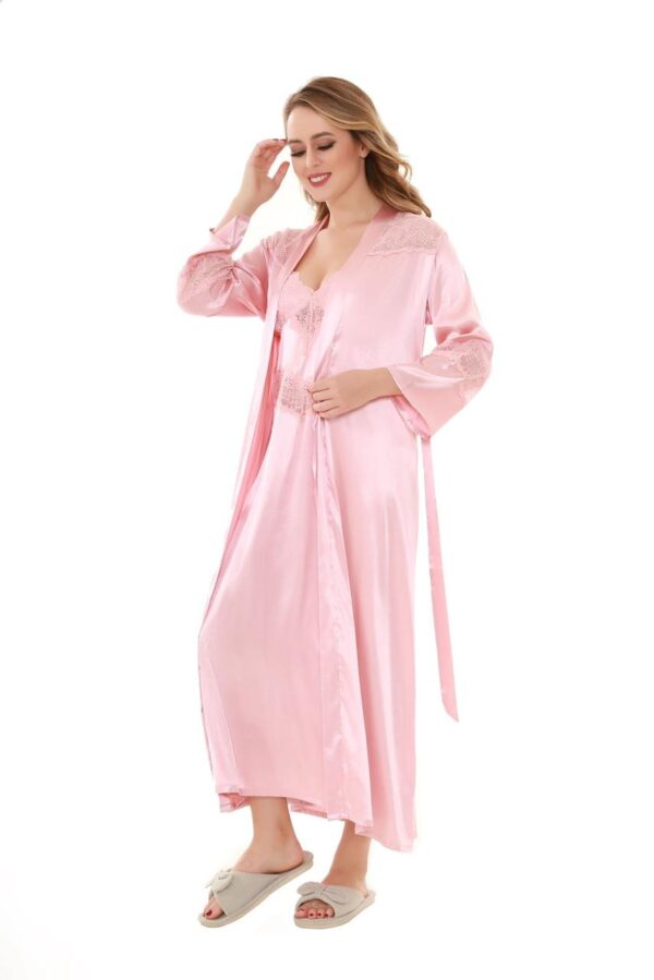 FLOURIH Satin Solid 2 Pcs Nightdress 5982 (50% OFF) (AVAILABLE IN RED,PINK,GOLD): - Image 2