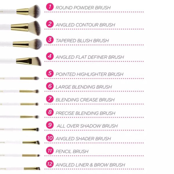 BH Cosmetics - Pink Studded Elegance 12 Piece Brush Set with a Brush Stand - Image 5