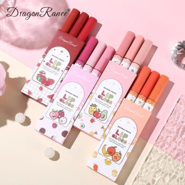 Dragon Ranee 3PCS New Velvet Matte Lip Gloss Waterproof Long Lasting Lip Balm Moisturizing Makeup 1.5g*3 :AVAILABLE IN 4 SETS IN 12 SHADES - Image 3