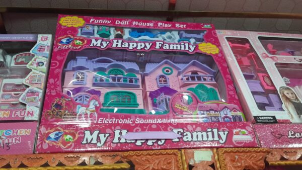 HAPPY FAMILY DOLL HOUSE WITH ACCESSORIES LIGHT AND MUSIC TOY FOR GIRLS - Image 3