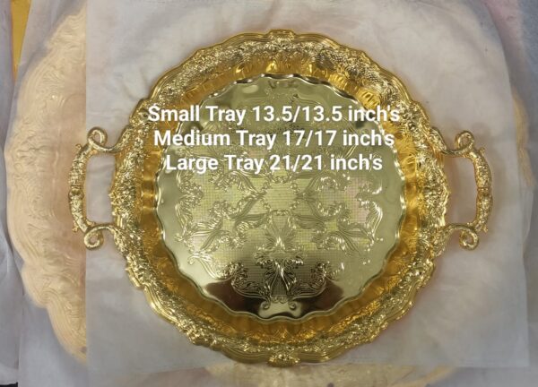 Tray Set Smart 3 pcs Golden Available in Oval & Rectanagle ( Vintage Embossed Tray Tray Photography Props)