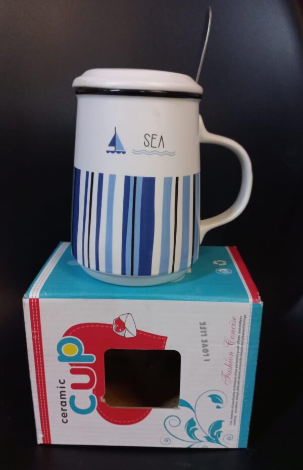 Ceramic mug with Spoon Water Cup Lightweight Elegant Landscape Pattern Water Mug(AVAILABLE IN 15 DESIGNS) - Image 5