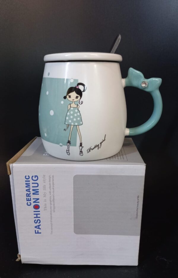 Ceramic mug with Spoon Water Cup Lightweight Elegant Landscape Pattern Water Mug(AVAILABLE IN 15 DESIGNS) - Image 10