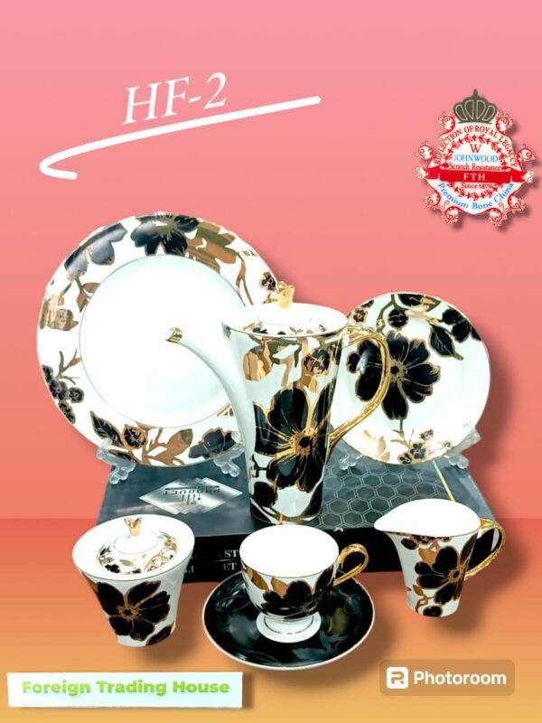 Tea Set Bone China 24 Pcs Lightweight Premium Quality Imported 6 Persons Serving Various Designs - Image 2