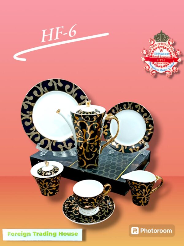 Tea Set Bone China 24 Pcs Lightweight Premium Quality Imported 6 Persons Serving Various Designs - Image 4