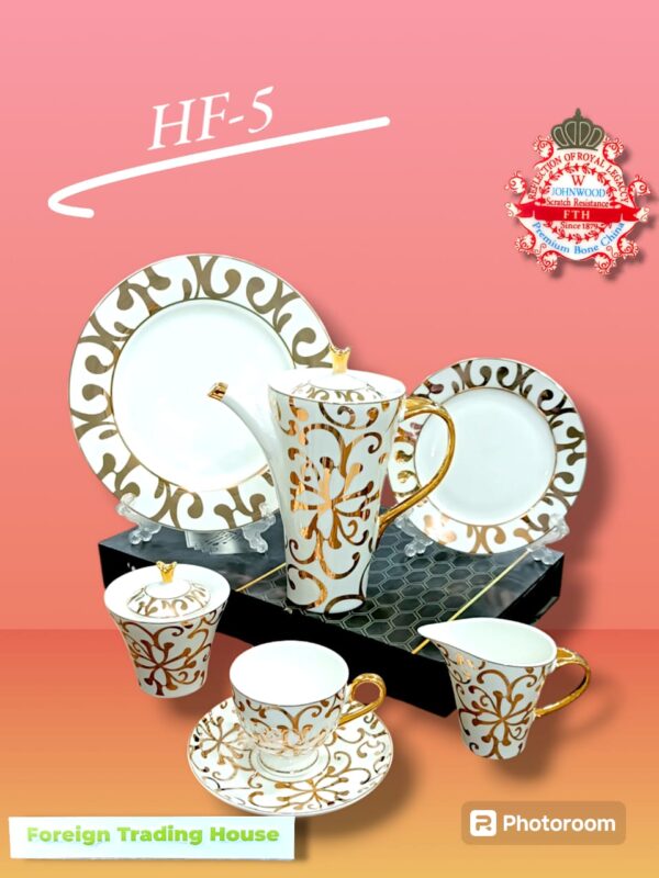 Tea Set Bone China 24 Pcs Lightweight Premium Quality Imported 6 Persons Serving Various Designs - Image 6