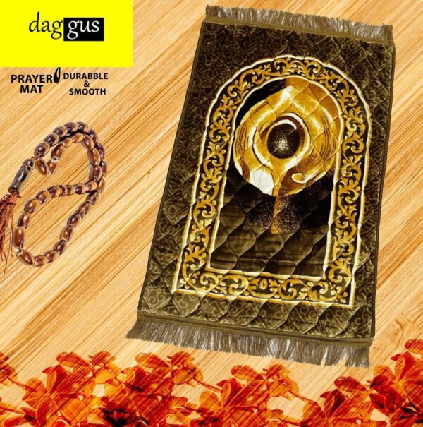 Hajr Al Aswad (Black Stone) Prayer Mat   Jaye Namaz Royal (Pray Mat):(Aousam Colors) - Image 3