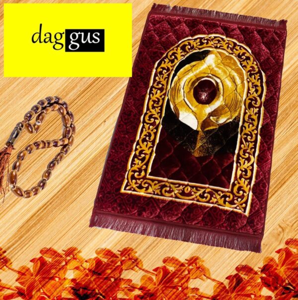 Hajr Al Aswad (Black Stone) Prayer Mat   Jaye Namaz Royal (Pray Mat):(Aousam Colors) - Image 6